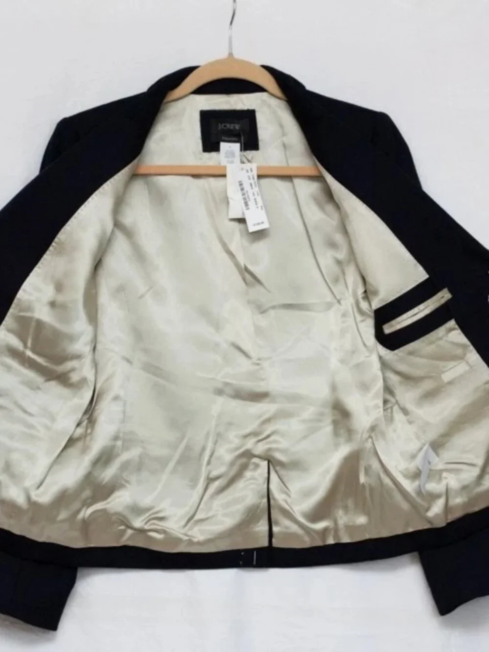 New w/ Tag  J.Crew Wool Navy Schoolboy Blazer Gold Crest Button Striped Lining 6 - Picture 4 of 8